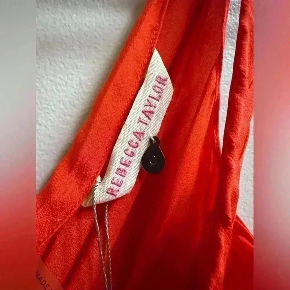 NEW Rebecca Taylor All Tied Up Silk Midi Dress Orange Women’s 0 Elegant Formal - Picture 3 of 9